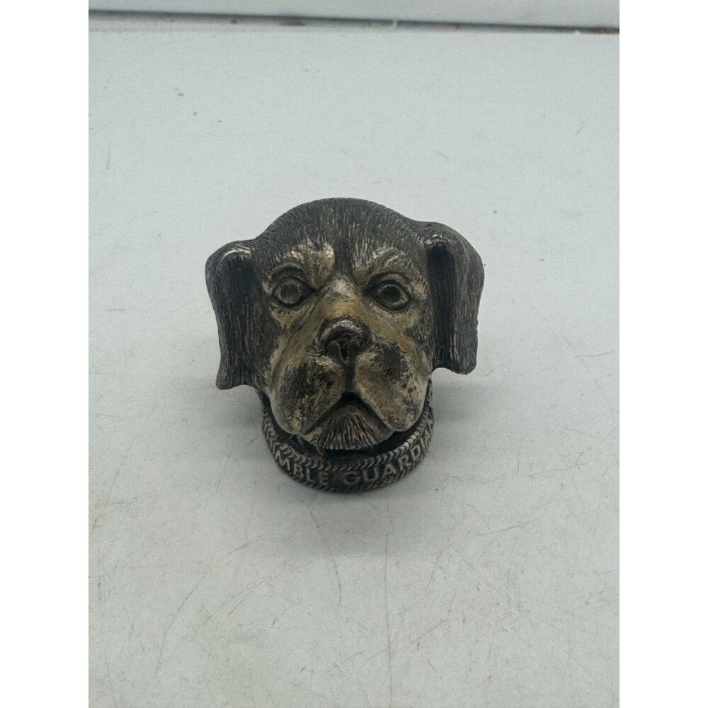 Vintage Colonial Pewter Dog Head Thimble Guardian